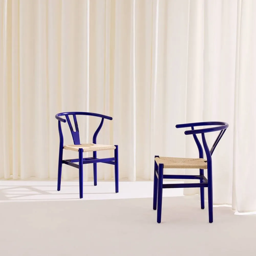sweeek Set of 2 wooden chairs with rope seat in Blue 4