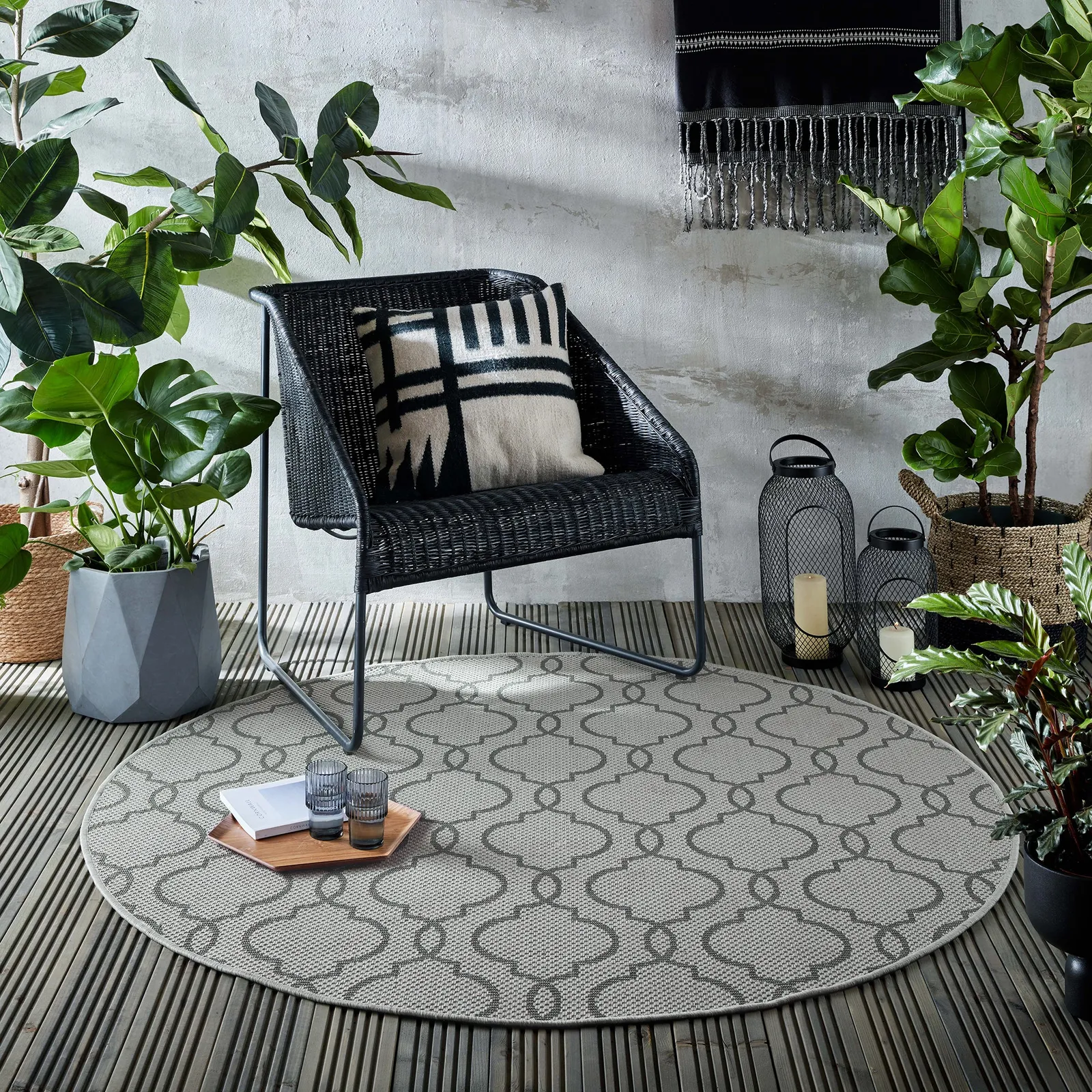 Milan Indoor Outdoor Circle Rug Milan Grey