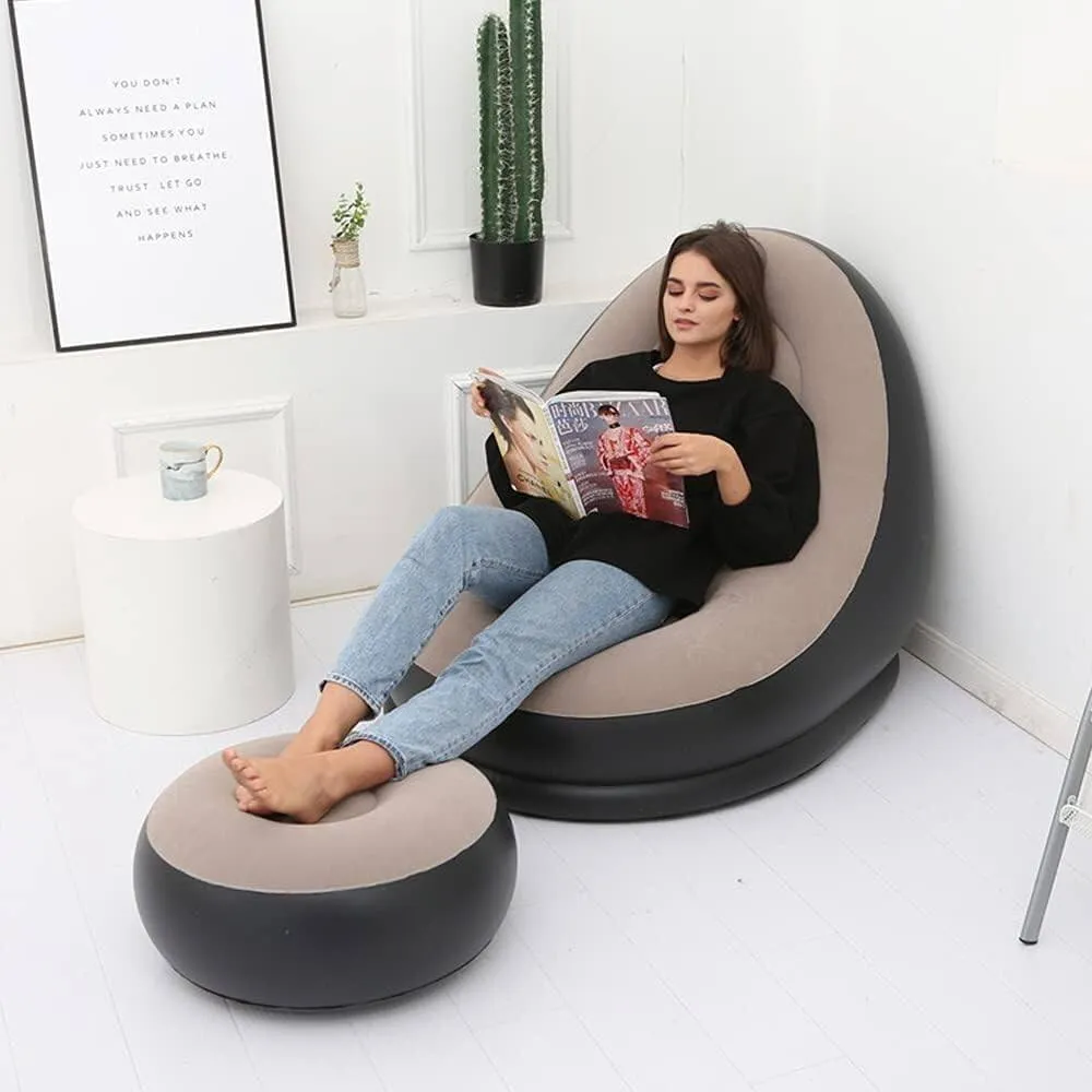 Marco Paul Inflatable Chair & Foot Stool in Black
