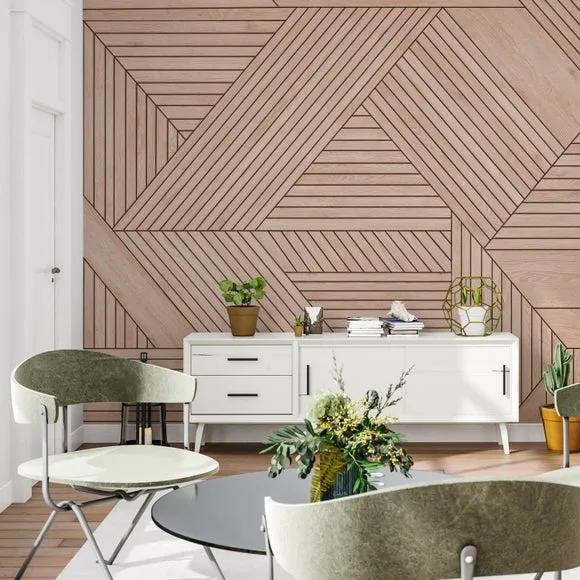 Geometric Wooden Panelling Wall Mural 3