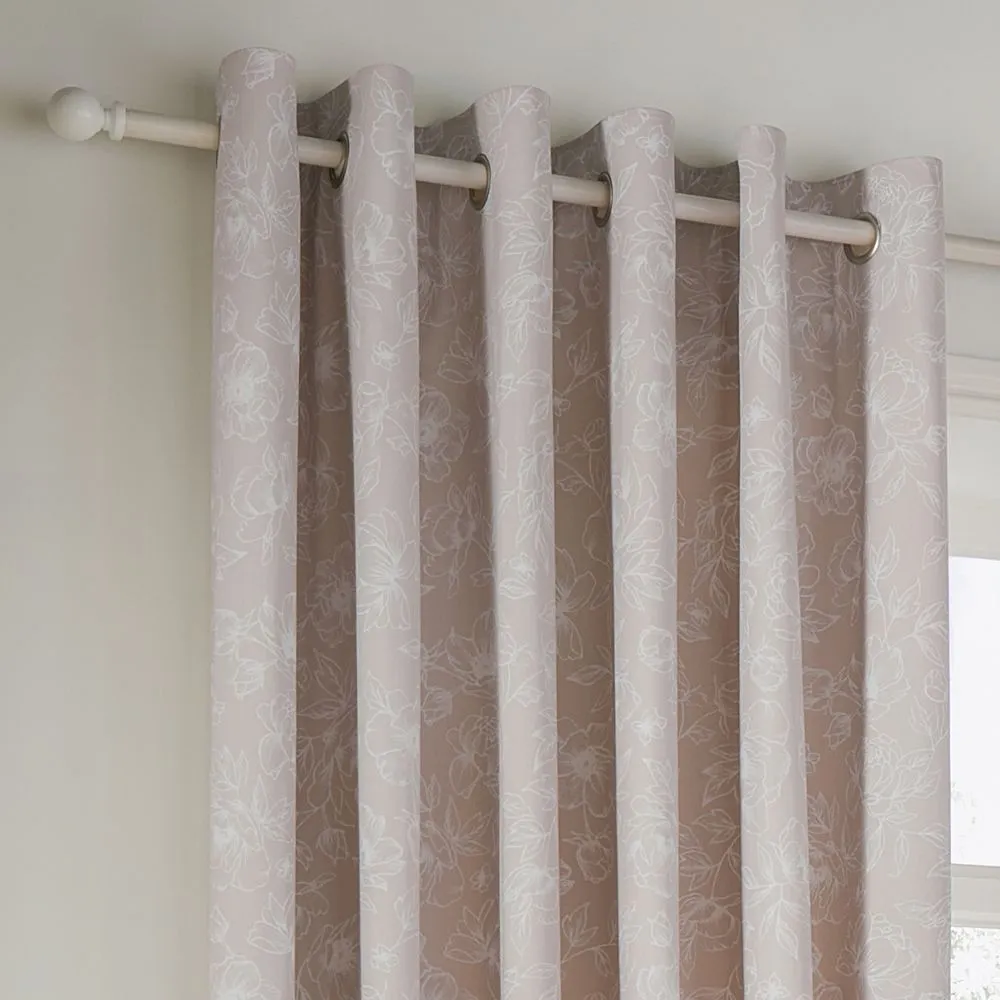 Wylder Bella Floral 100% Cotton Eyelet Curtain Pair in Natural 3
