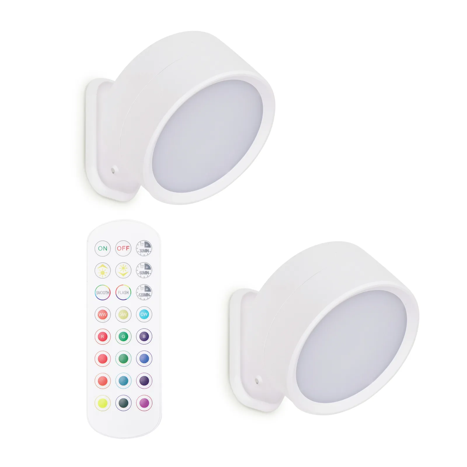 ValueLights Marshall Set of 2 Rechargeable Easy Fit 360 RGB Spotlight Light Fittings in White 2