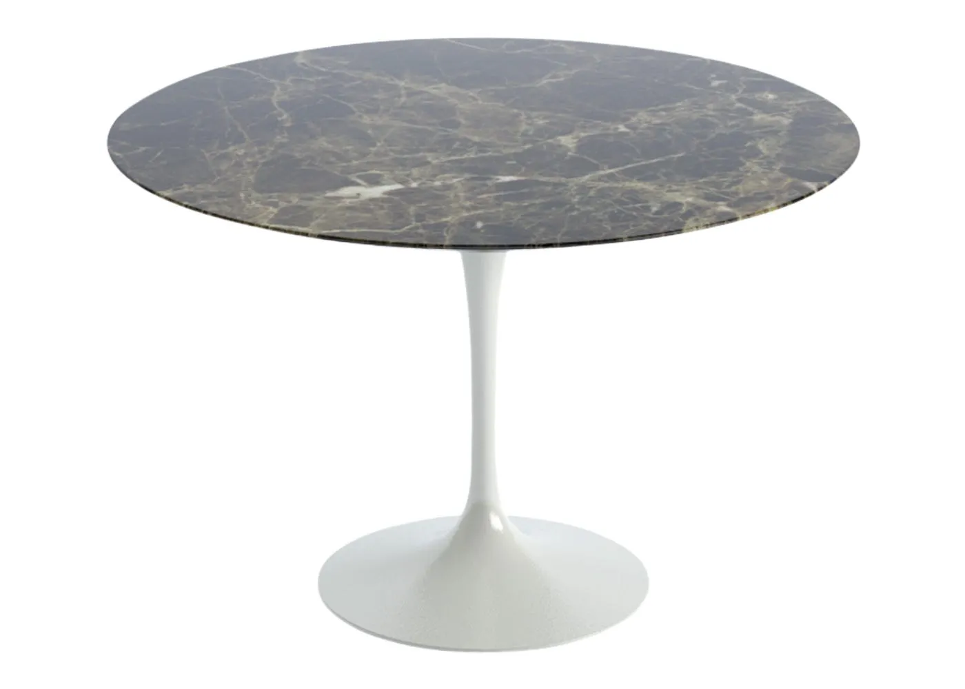 Knoll Saarinen Dining Table with White Base in Brown Emperador 107cm 1