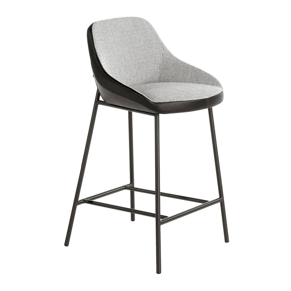Angel Cerda Grey Fabric Seat & Black Leatherette Back Stool