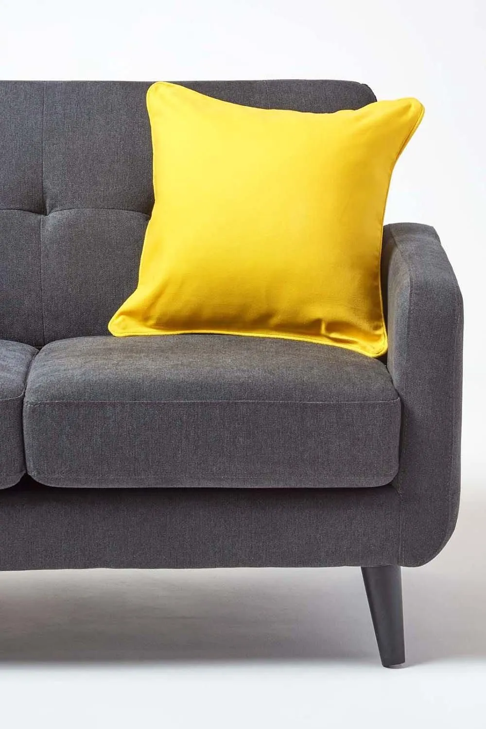 Homescapes Cotton Plain Cushion Cover in Yellow 4