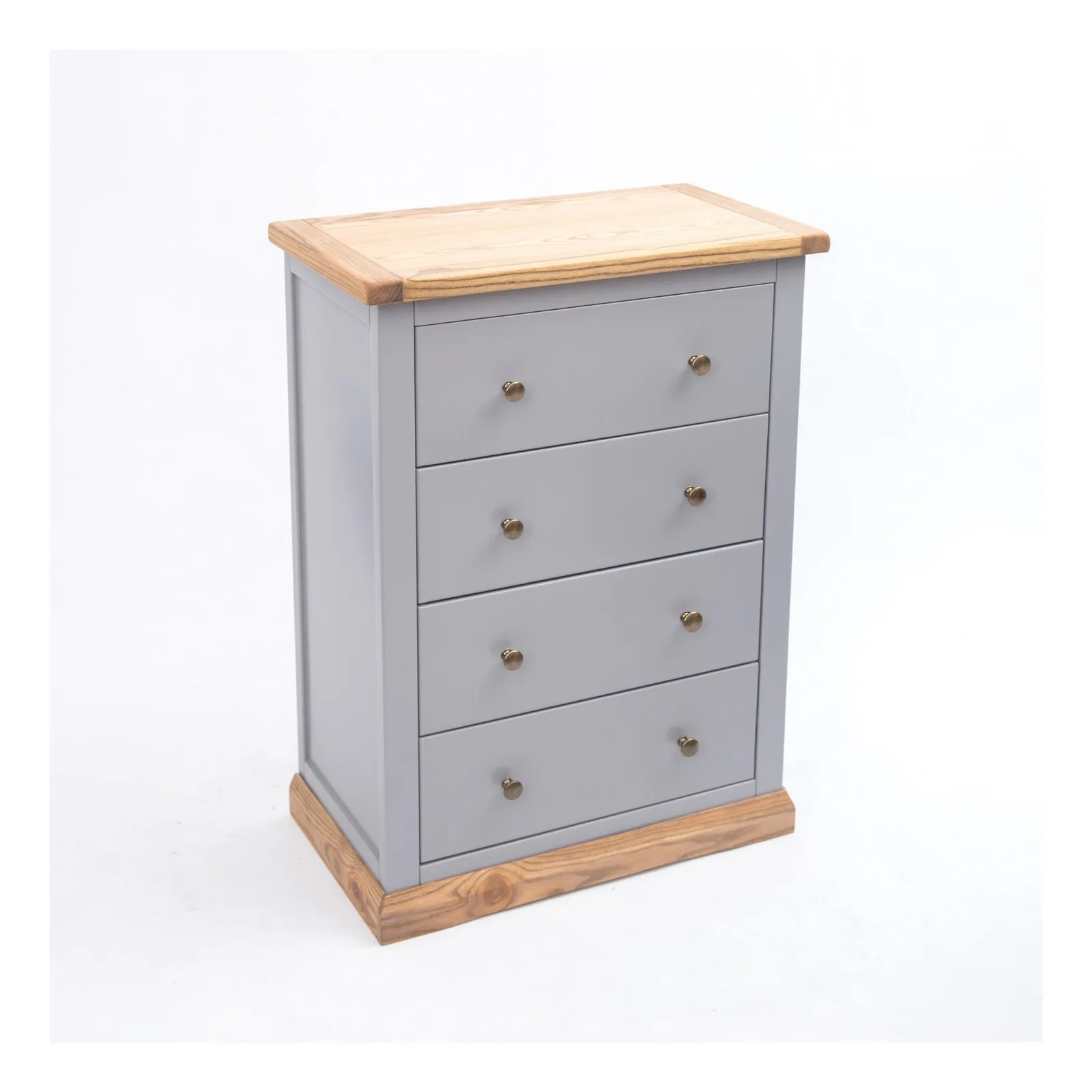 Cabinet Bits Bicarri 4 Drawer Chest of Drawers Brass Knob in Grey 3