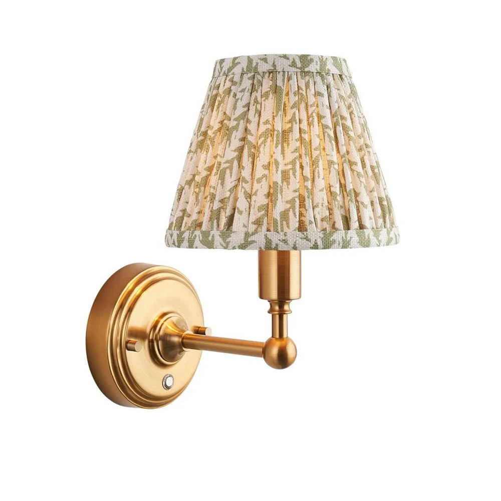 Netlighting Burley Rechargeable Wall Light Herb Garden Green 16cm Leaf Shade in Gold