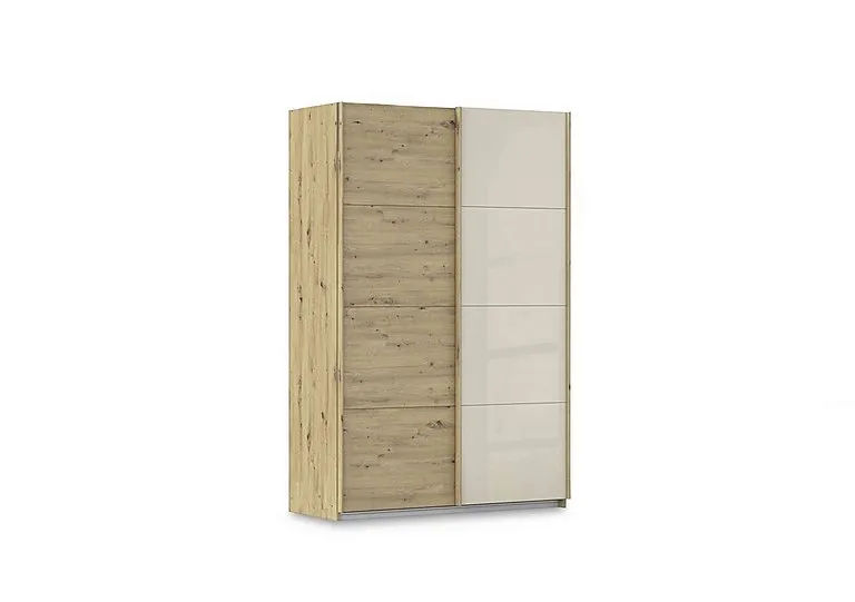 Freja 136cm 2 Door Sliding Decor Wardrobe With Glass Door
