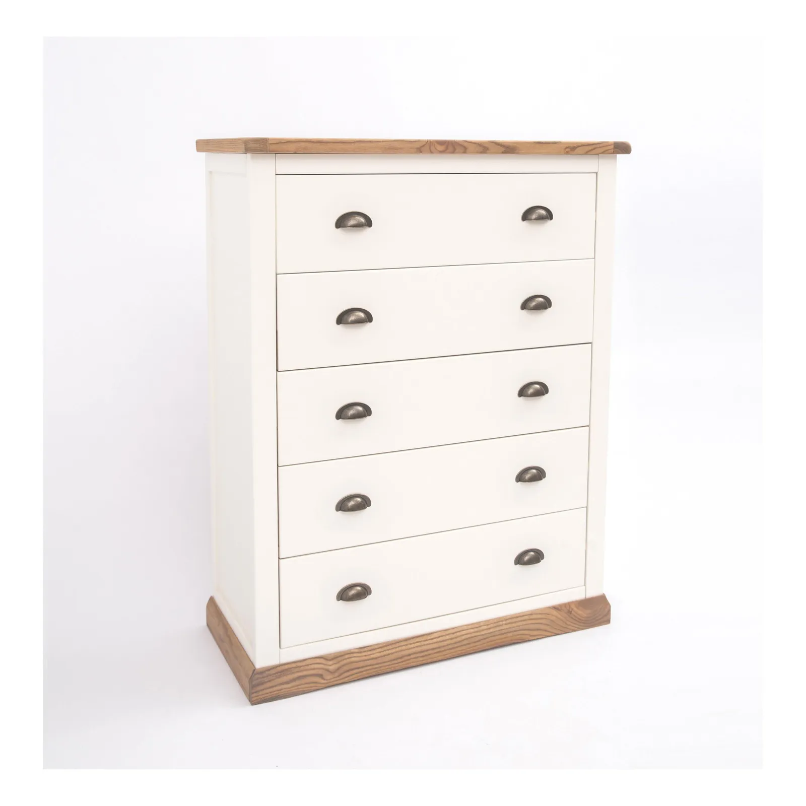 Cabinet Bits Tropea 5 Drawer Chest of Drawers Brass Cup Handle in Off-White 3