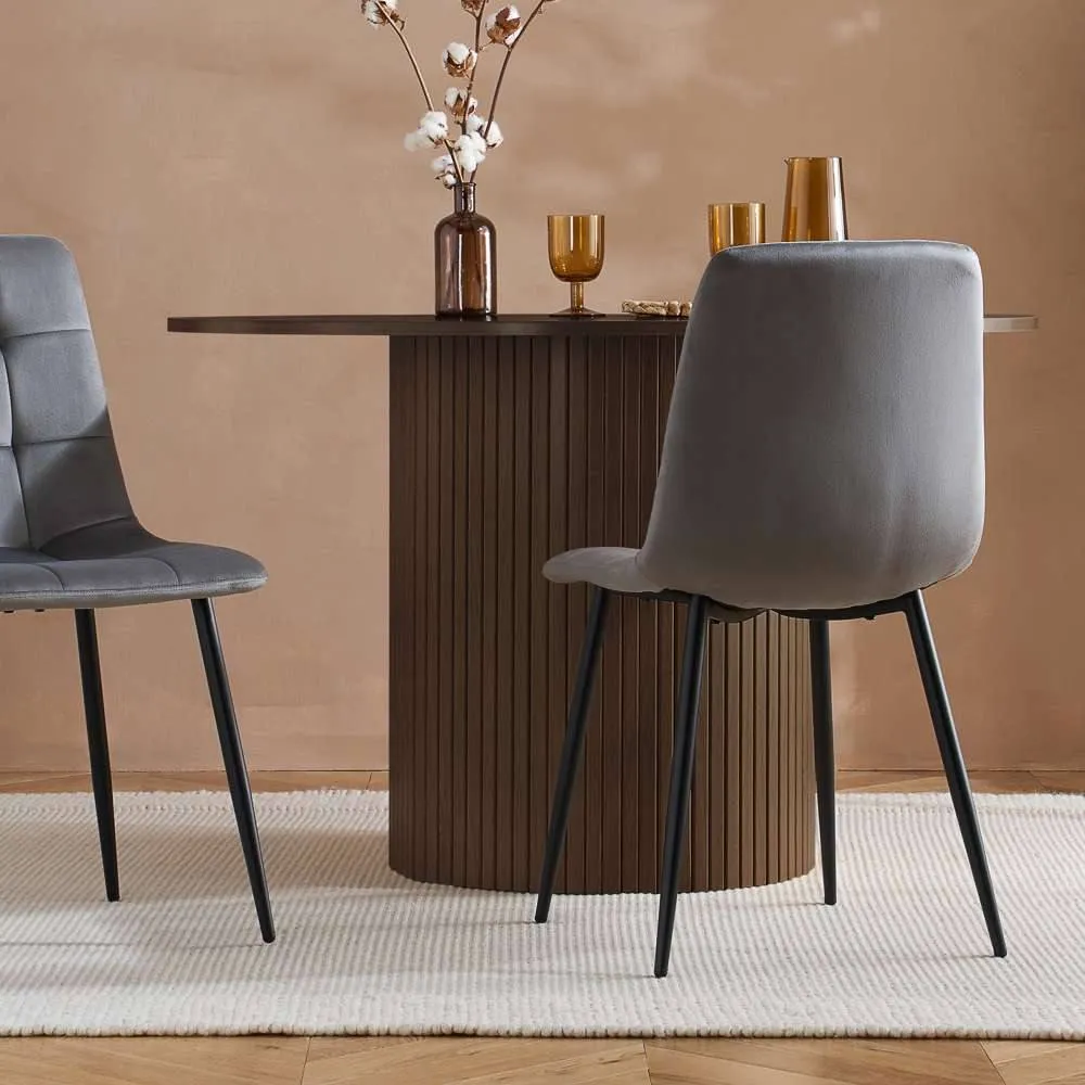 Birlea Axel Round Fluted Dining Table in Brown 4
