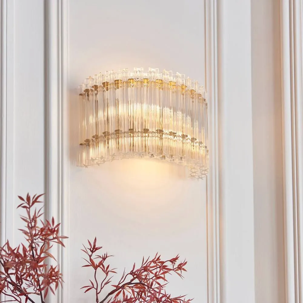 Netlighting Alderley Wall Lamp & Glass 2 x 7W LED E14 in Gold 4