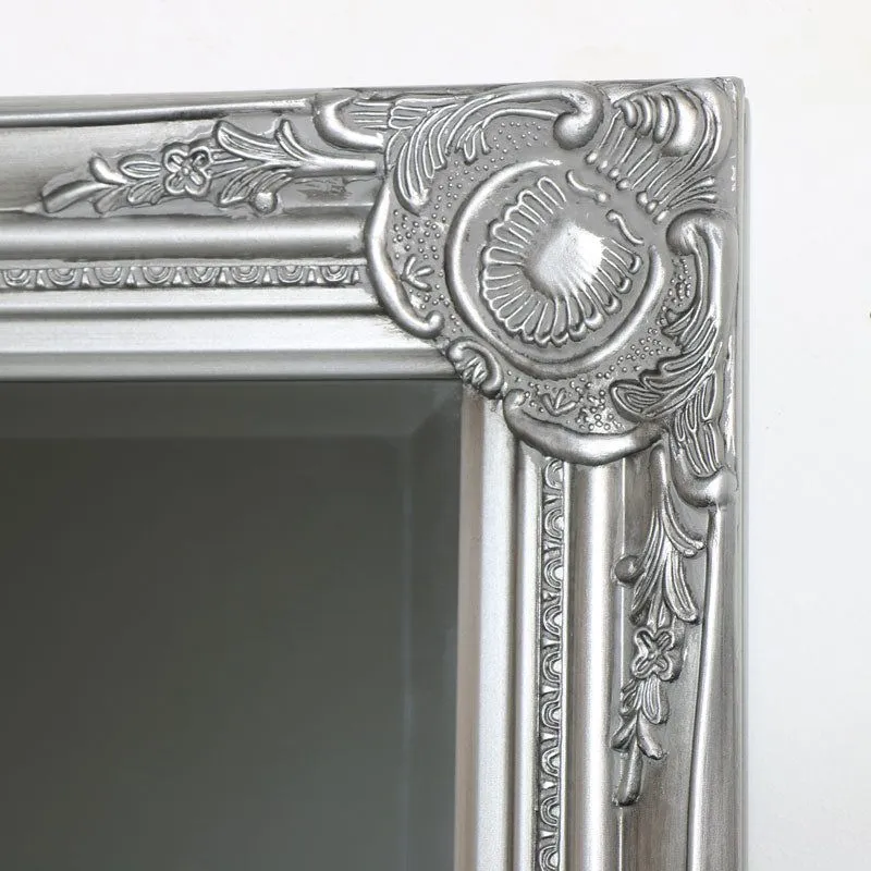 Melody Maison Tall Silver Mirror With Bevelled Glass 47cm X 142cm in Metallic Silver 6