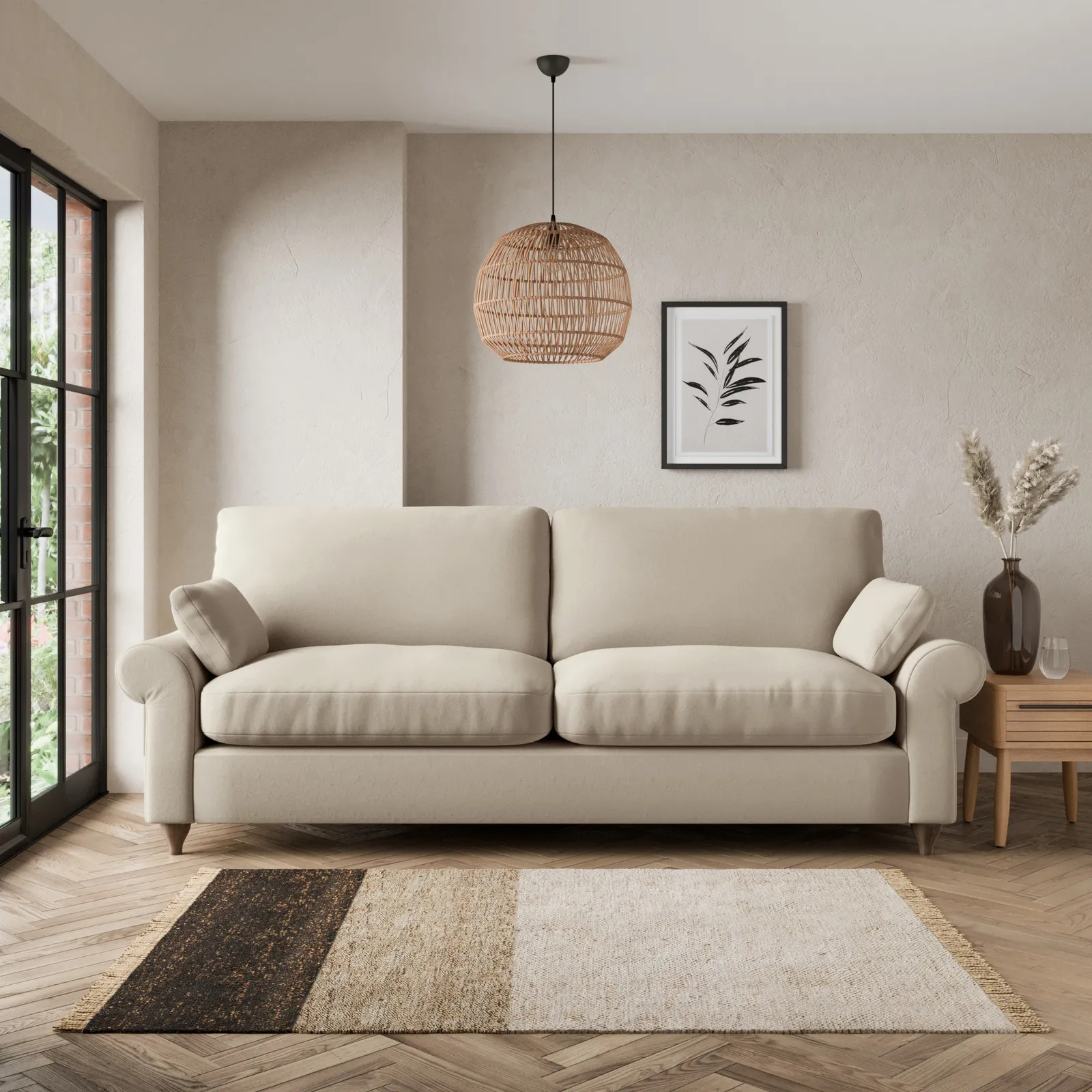 Salisbury Luxury Velvet 4 Seater Sofa Luxury Velvet Natural