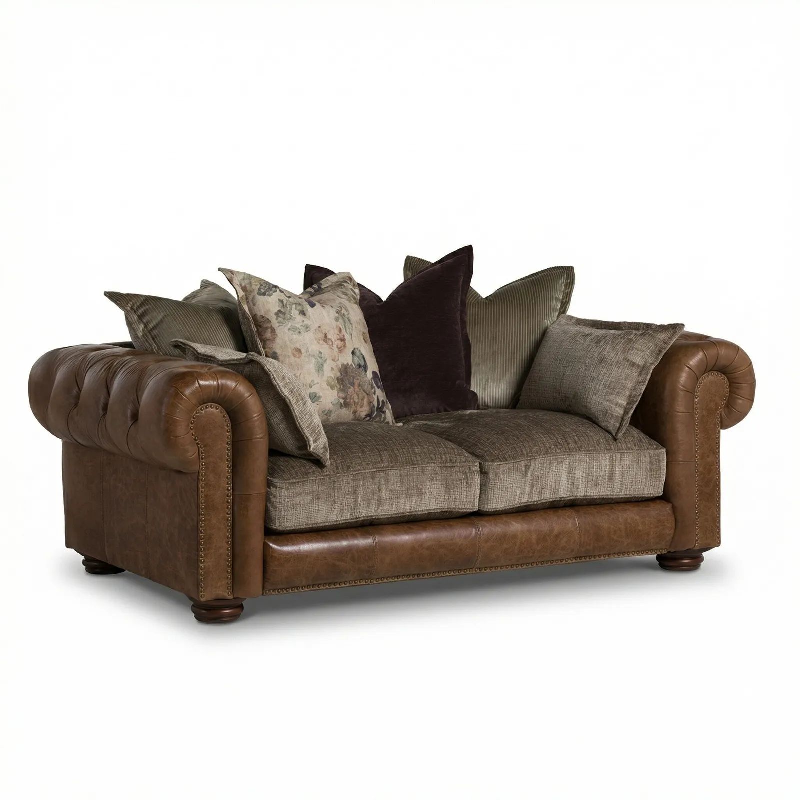 Taunton 2 Seater Sofa, Brown Fabric & Leather | Barker & Stonehouse 2