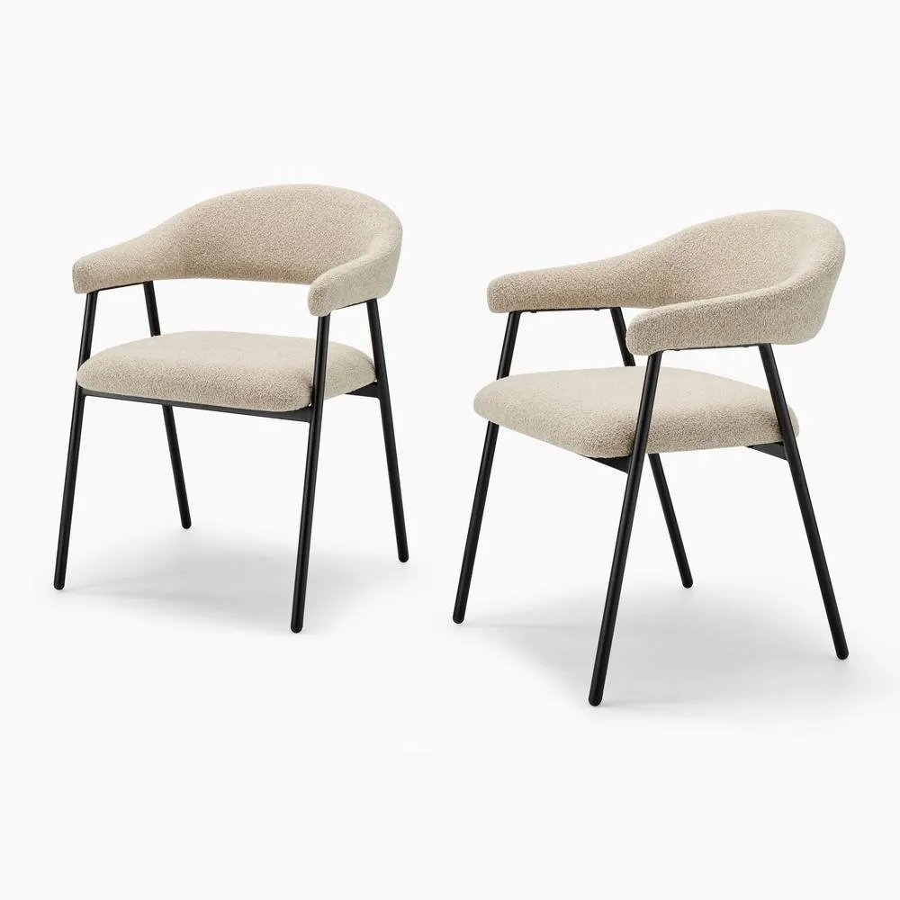 FurnitureboxUK 2x Delos Beige Fabric Dining Chairs 5