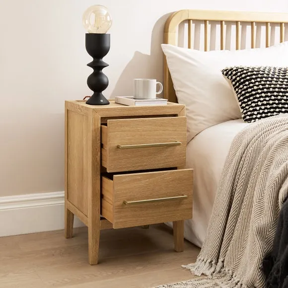 Holden 2 Drawer Bedside Table, Oak 2