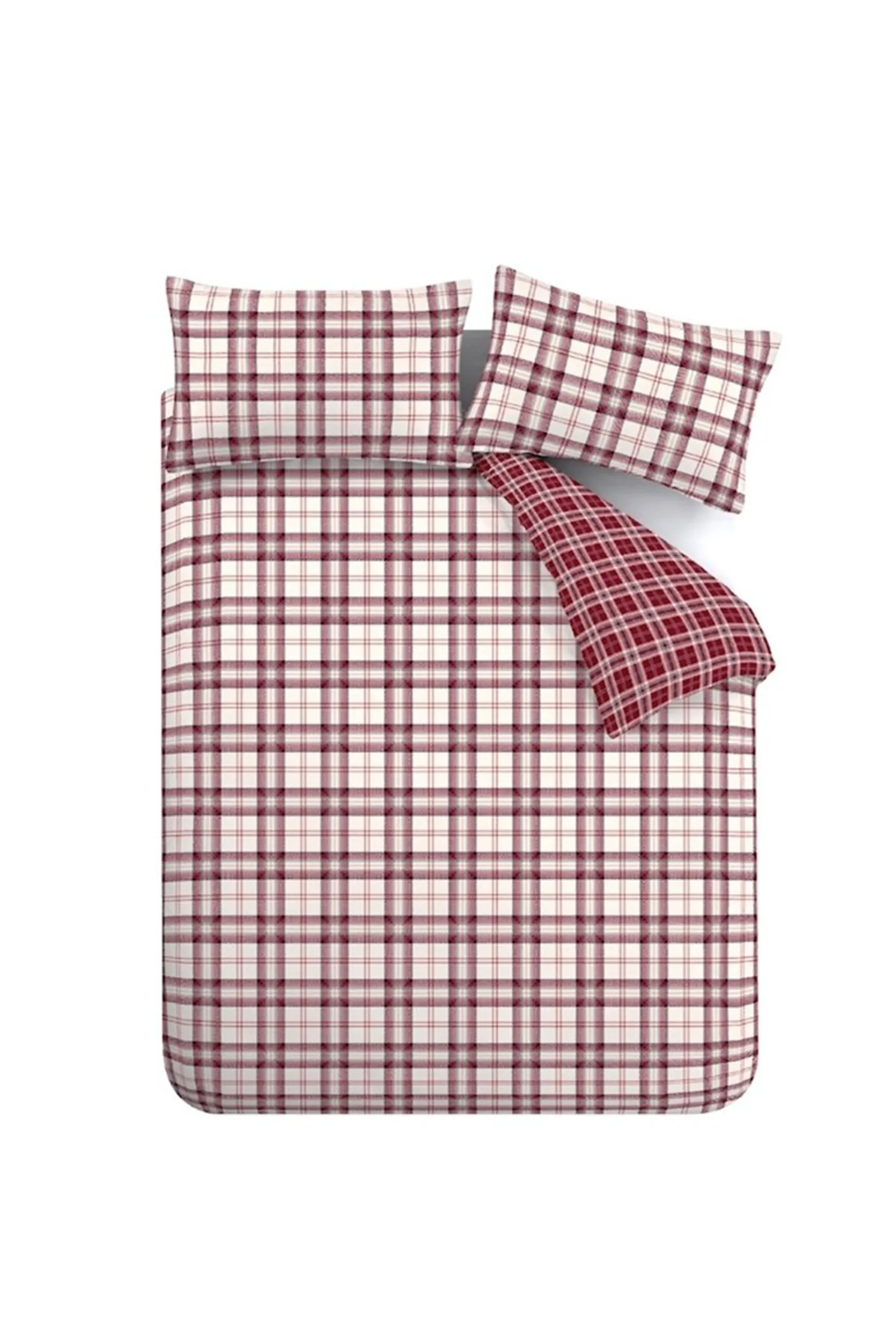 Catherine Lansfield 'Kelso Check' Reversible Duvet Cover Set in Plum 5