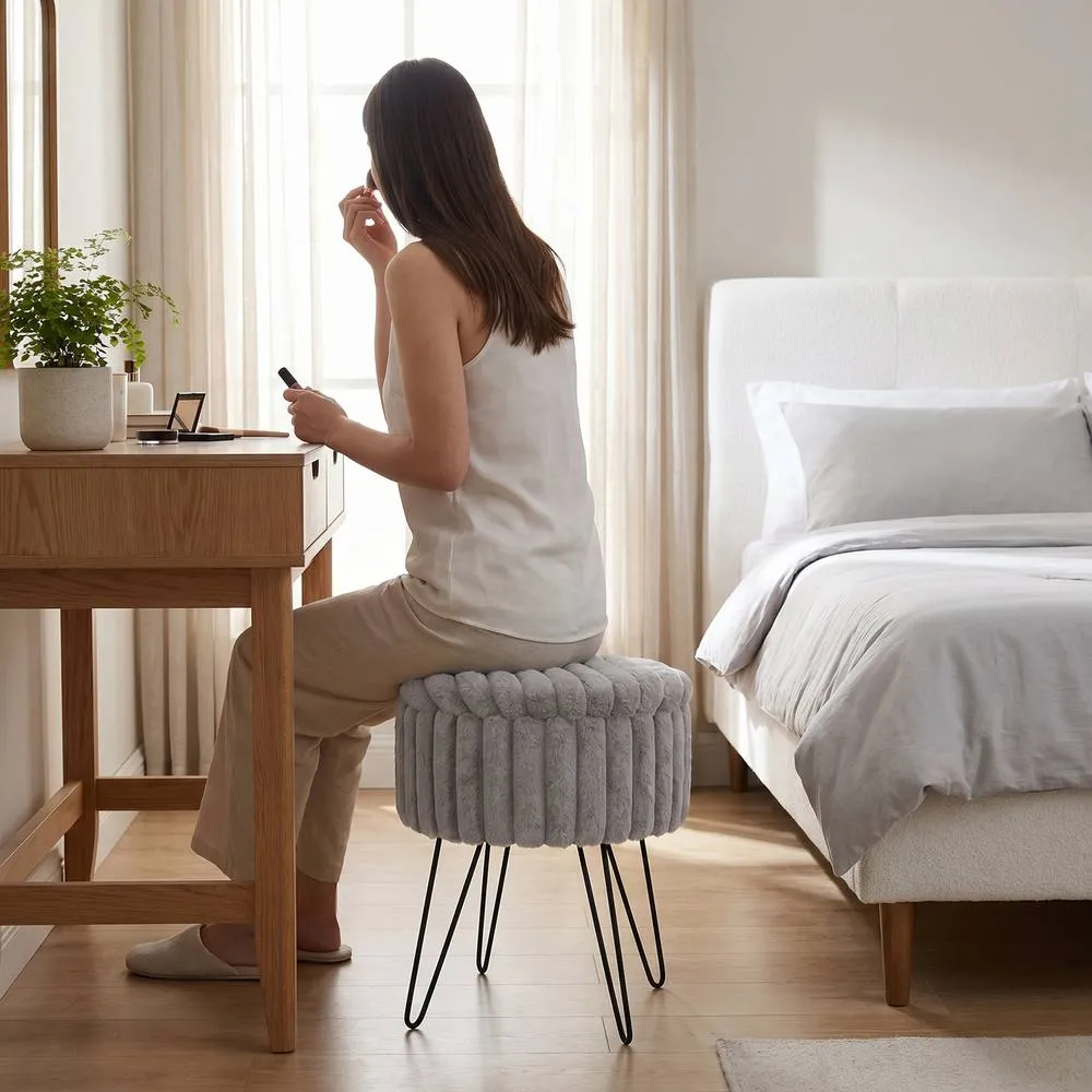 GAVENO CAVAILIA Ribbed Hairpin Storage Stool in Grey 3