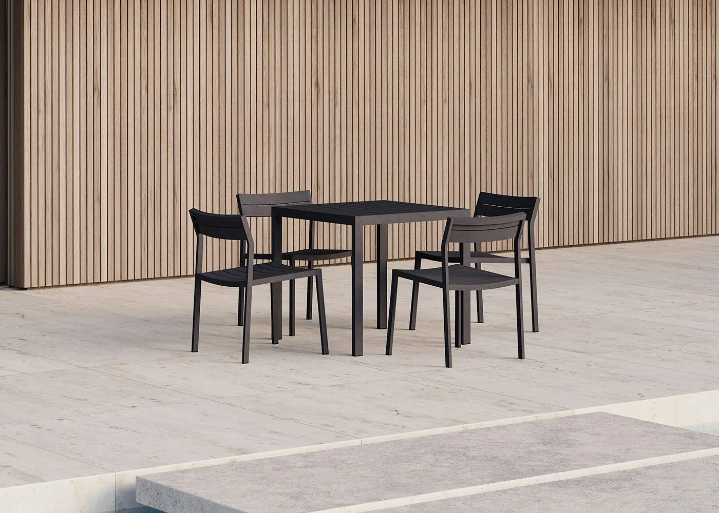 Case Eos Square Outdoor Dining Table Black 3