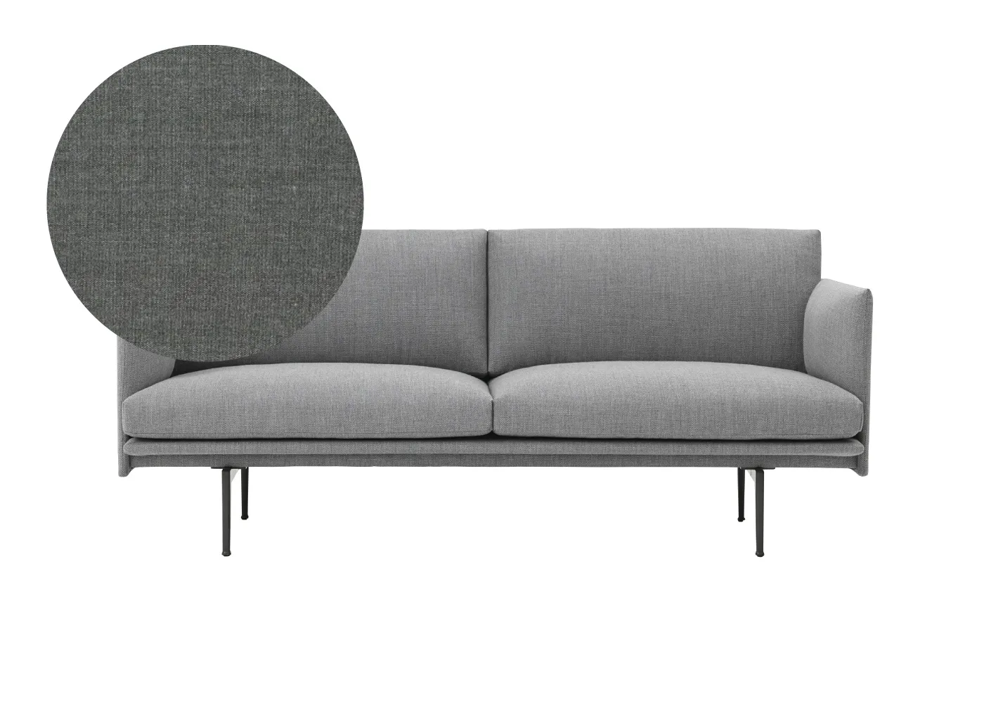 Muuto Outline 2 Seater Kvadrat Remix Fabric Dark Grey 163
