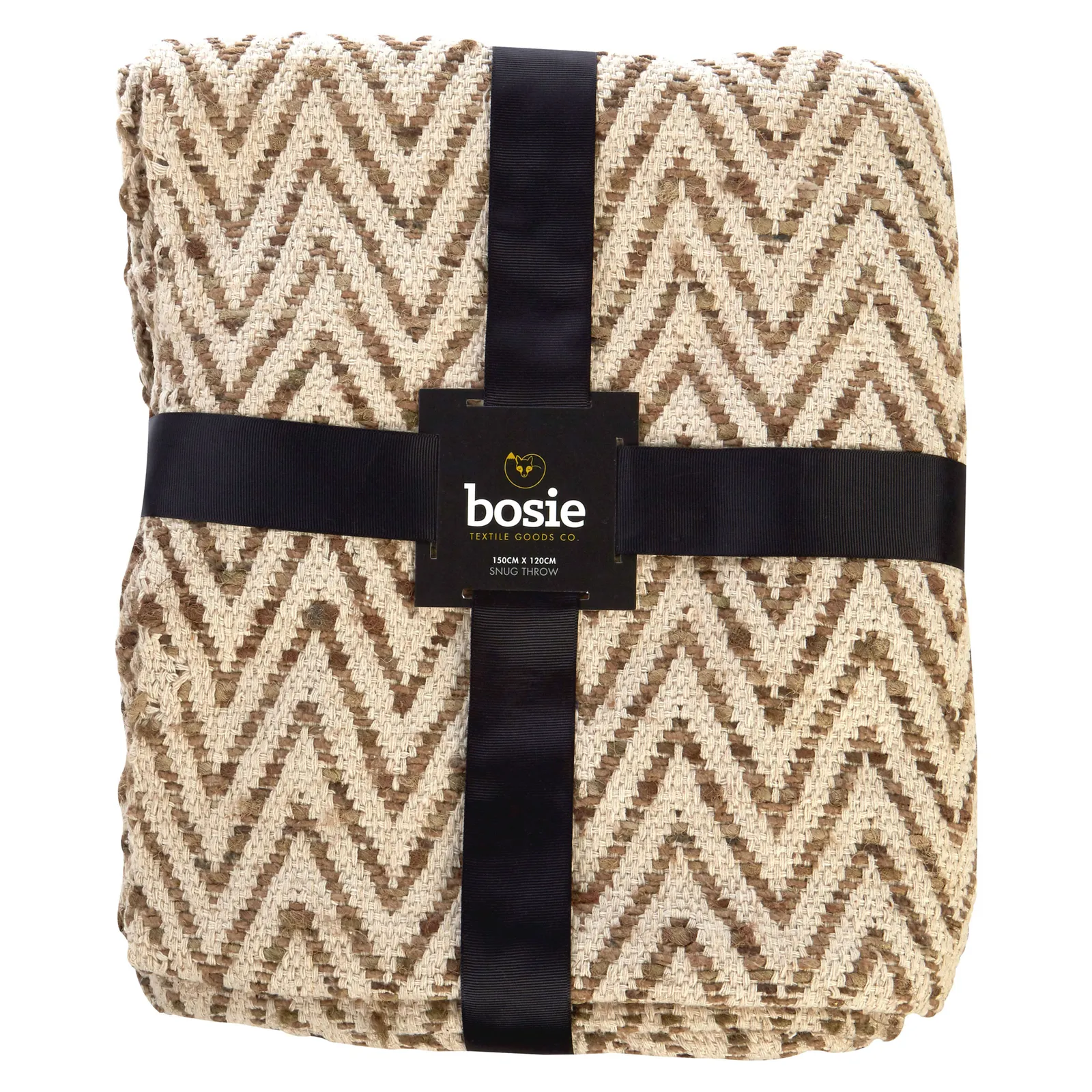 Orsina Beige Woven Chevron Throw, Soft Cotton & Viscose Blend Sofa Throw, Durable Geometric Blanket in Natural