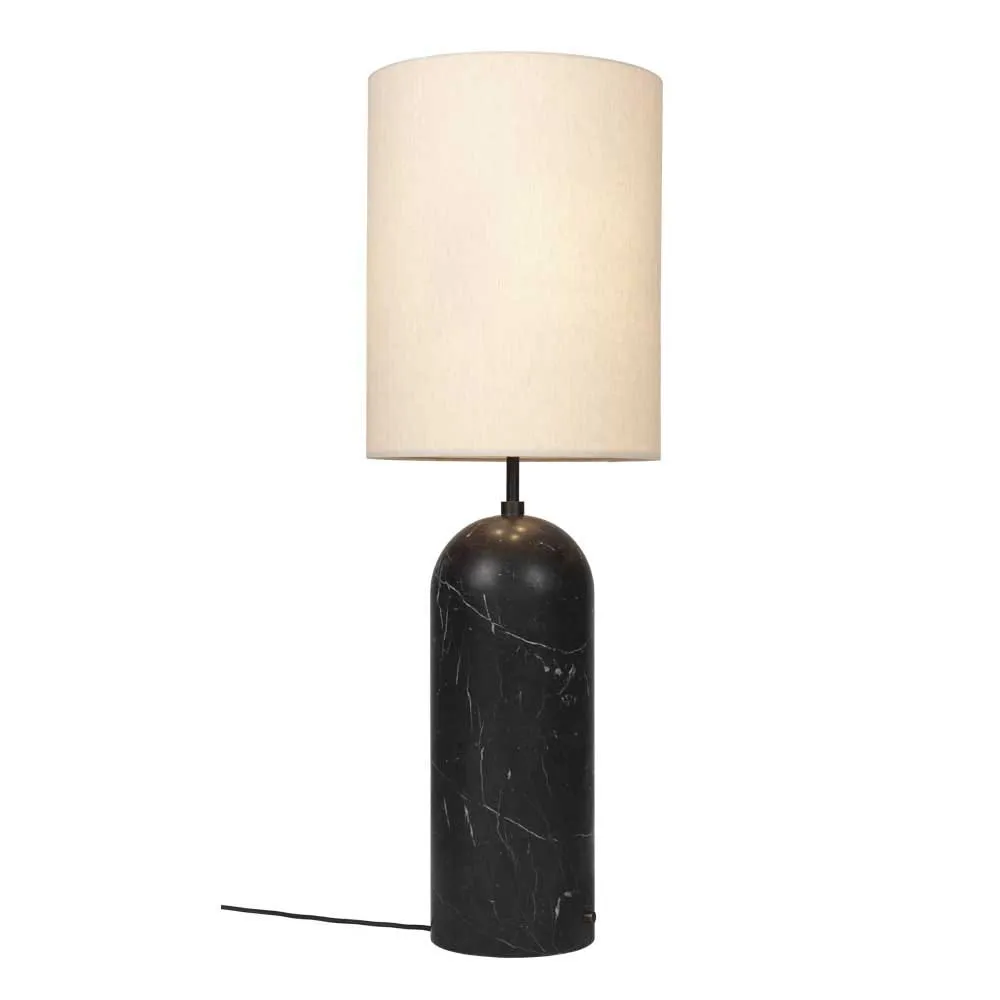 Gubi Fol19 Gravity Floor Lamp XL High Black Marble Base Canvas Shade 2