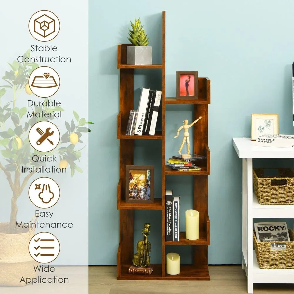 Costway 8Tier Bookcase Multipurpose Bookshelf 8layer Freestanding Bookcase in Brown 4