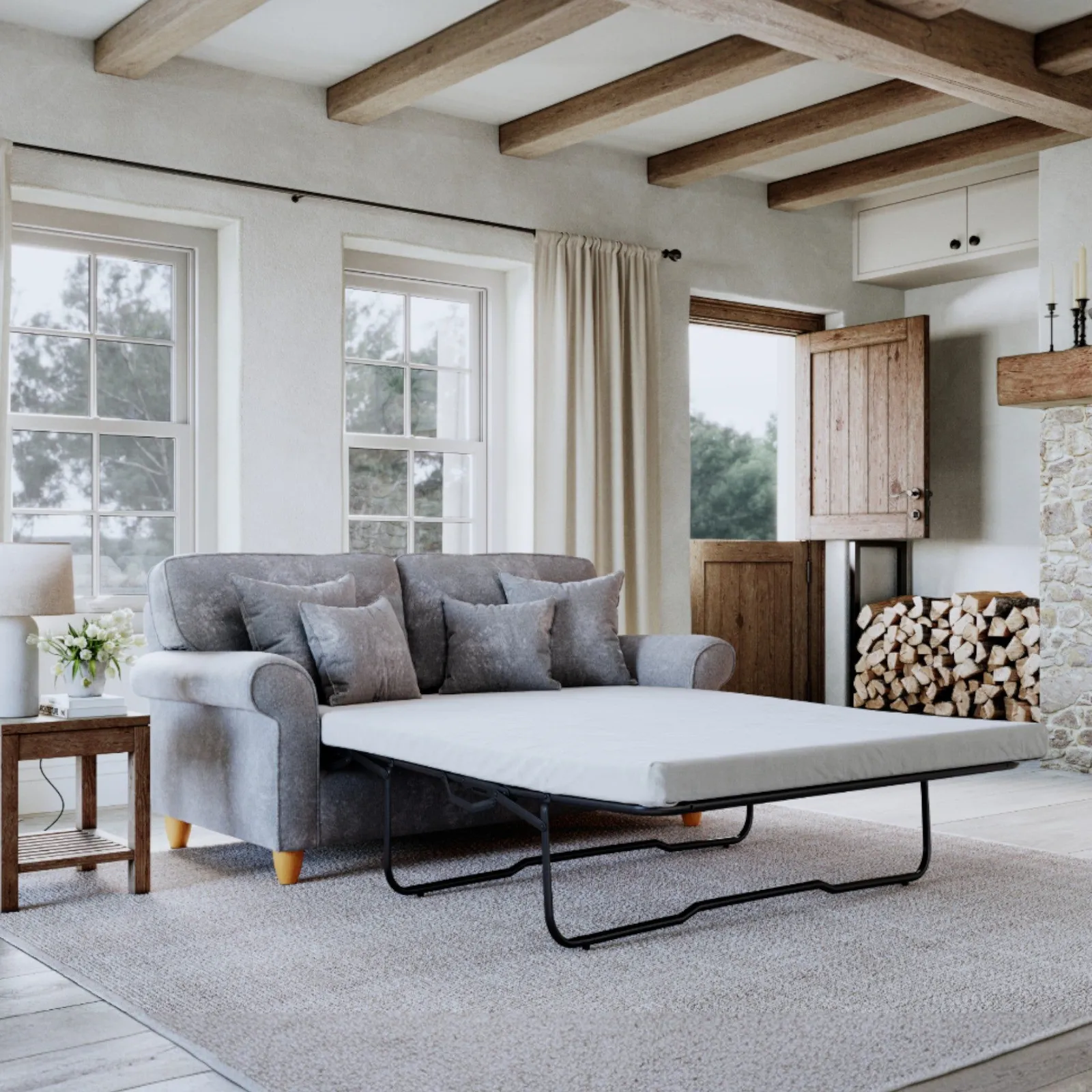 The Great Sofa Company Flora Sofa Bed Glory Anthracite in Mid Grey