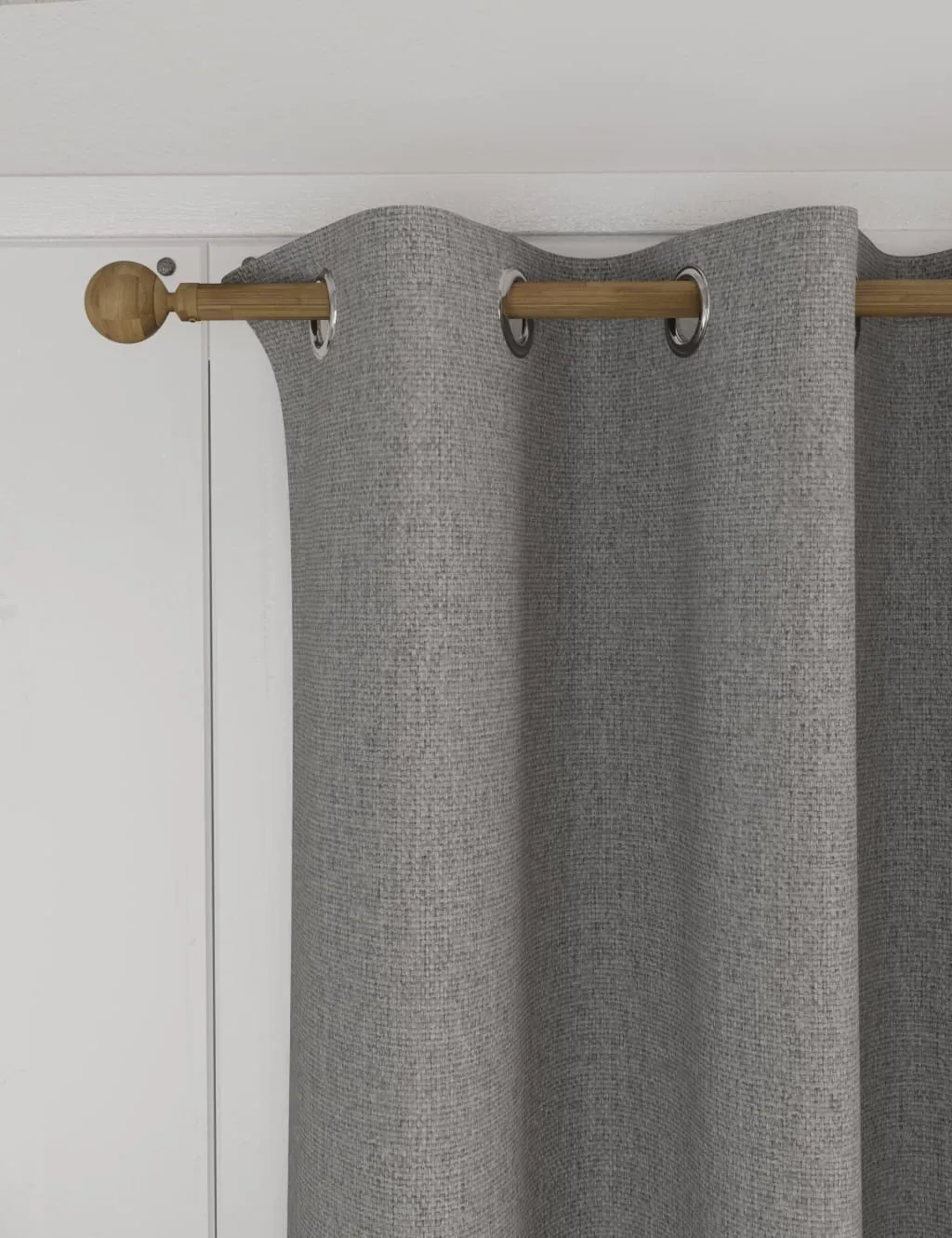 M&S Isabelle Eyelet Blackout Curtains Light Grey