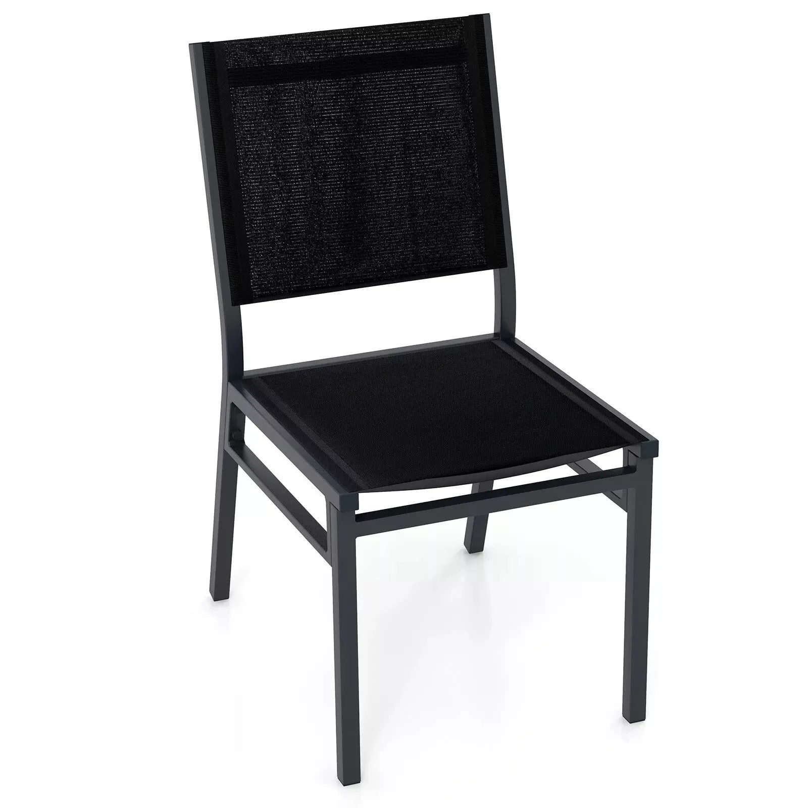 Costway Outdoor Dining Chairs Patio Armless Chair Lightweight Metal Chair in Black