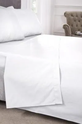 New Edge Blinds Percale Collection 180 Thread Count Percale Flat Sheet in White