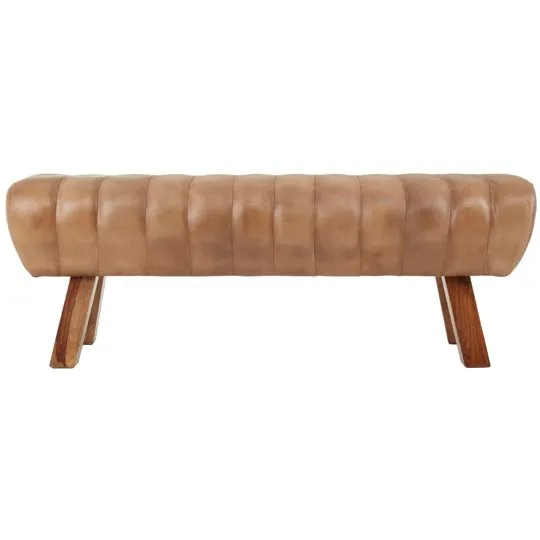 Australis Wooden Gym Stool With Brown Leather