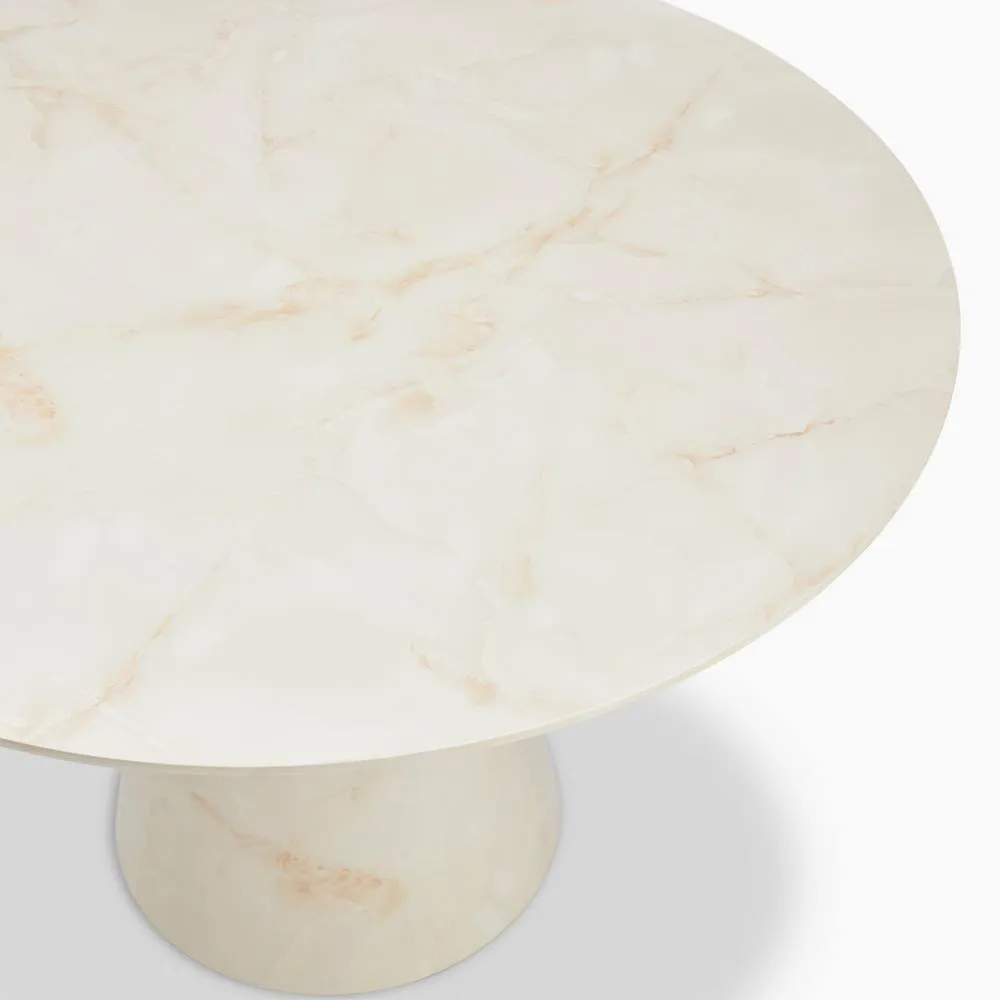 FurnitureboxUK Palma Round 4-6 Seater Pedestal Dining Table in Cream 5