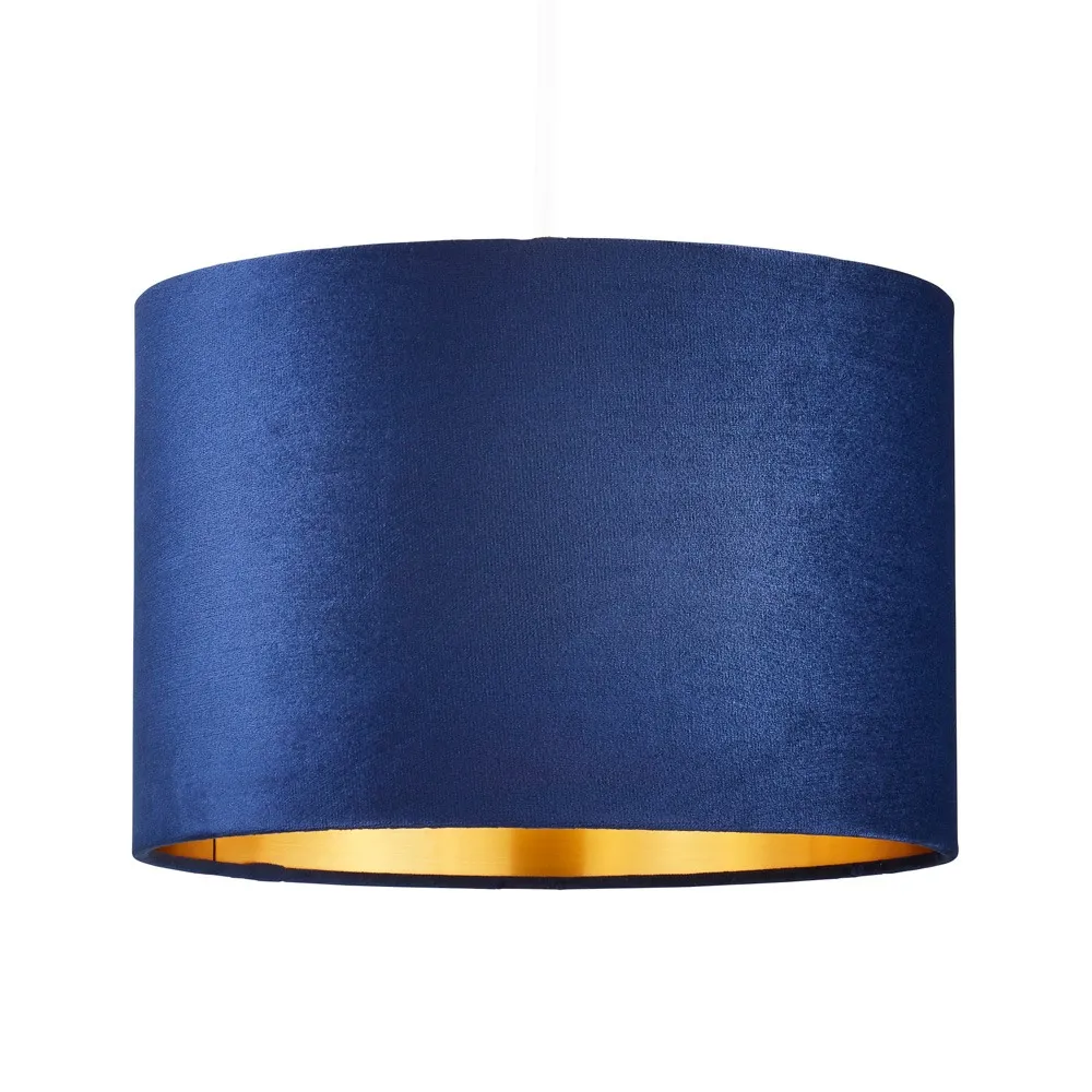 Velvet 30cm Easyfit Shade, Navy and Brass 1