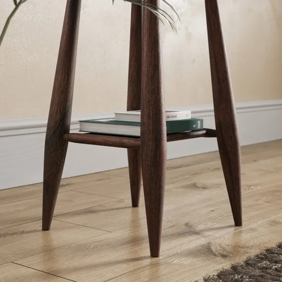 Haider Side Table with Shelf, Acacia Wood 5