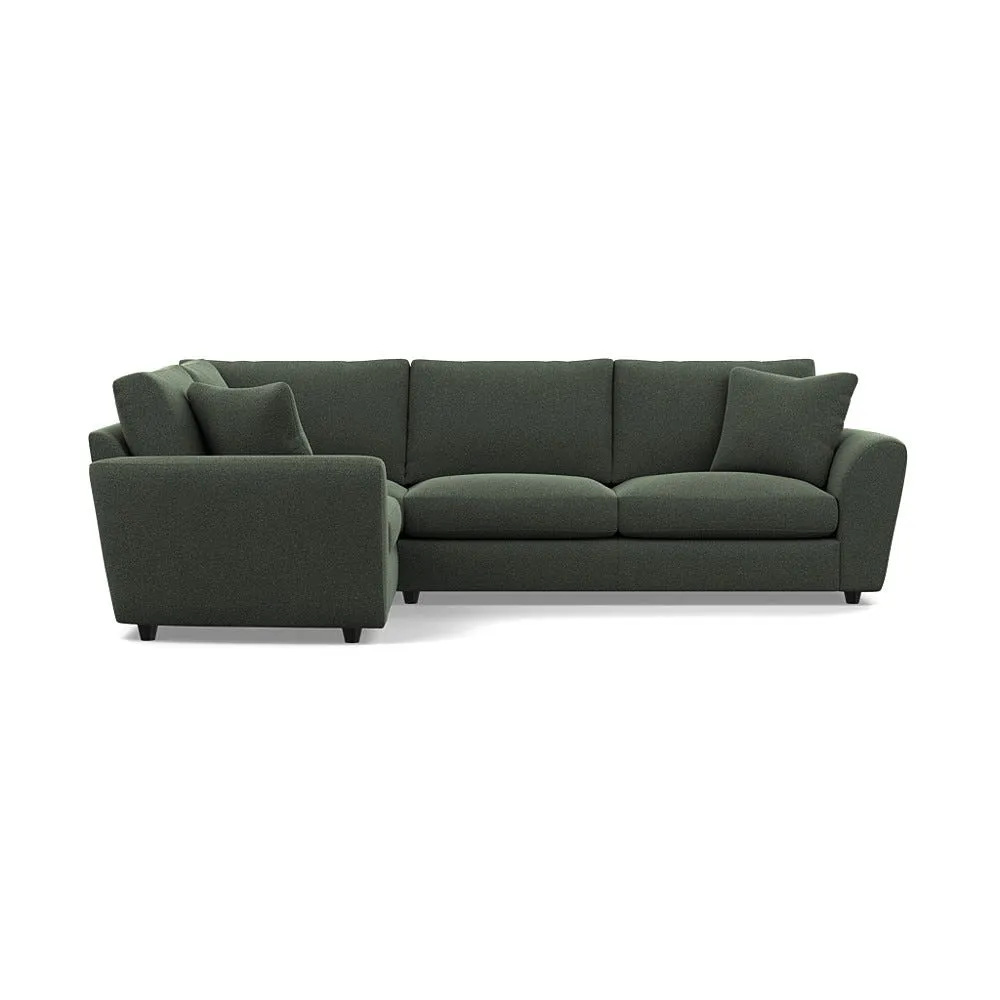 Heal's Snooze Left Hand Facing Corner Sofa Boucle Fern Black Feet 1