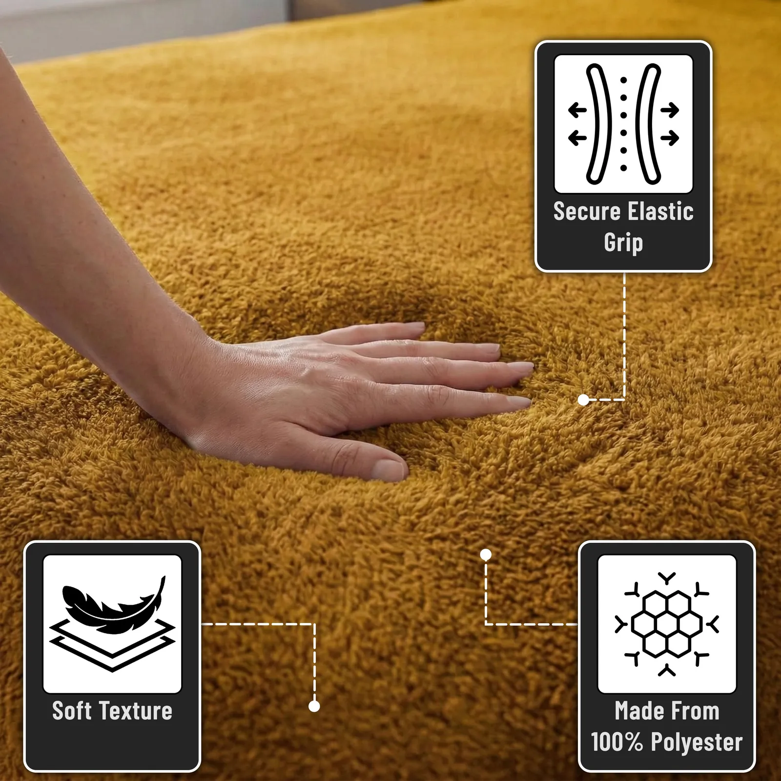 Smart Living Luxury Teddy Bear Fleece Fitted Sheet in Gold 3