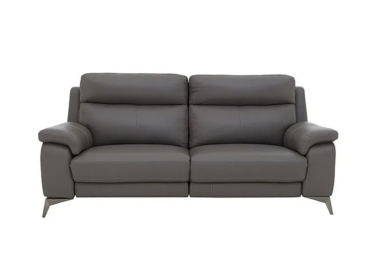 Missouri 3 Seater NC Leather Recliner Sofa with Power Headrest - NC Elephant