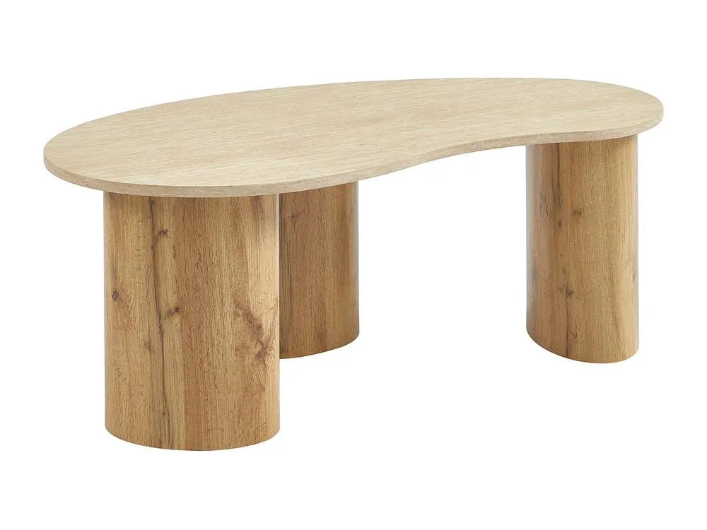 Vente-unique MDF Coffee Table - Beige Travertine Effect & Light Natural- ALOZYA 5