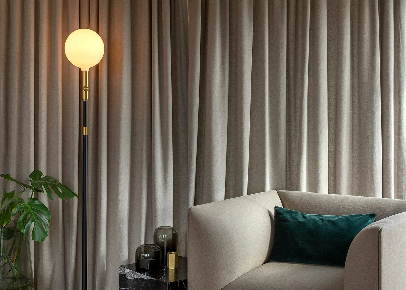 Tala Poise Adjustable Floor Lamp Graphite and Sphere V Bulb 2