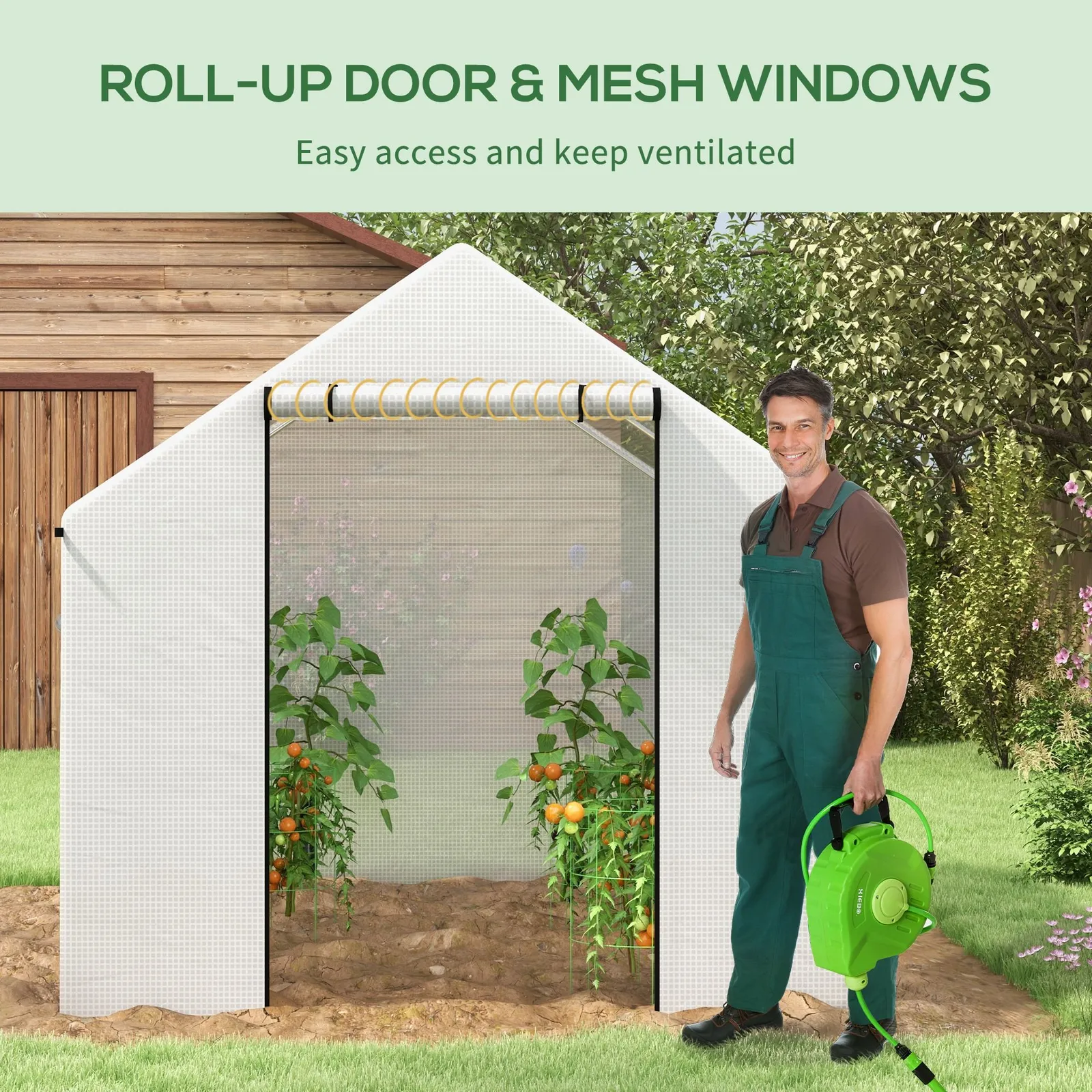 OUTSUNNY Tunnel Greenhouse W/ UV-resistant PE Cover, Wide Door, 2 x 3(m) in White 6