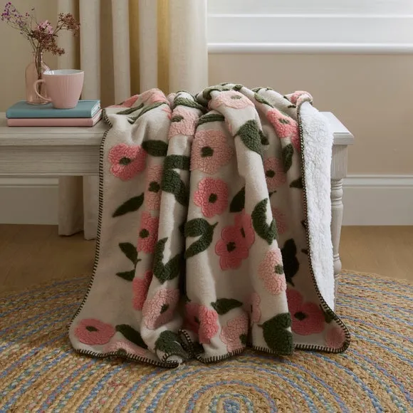Floral Jacquard Throw Blanket 130cm x 180cm