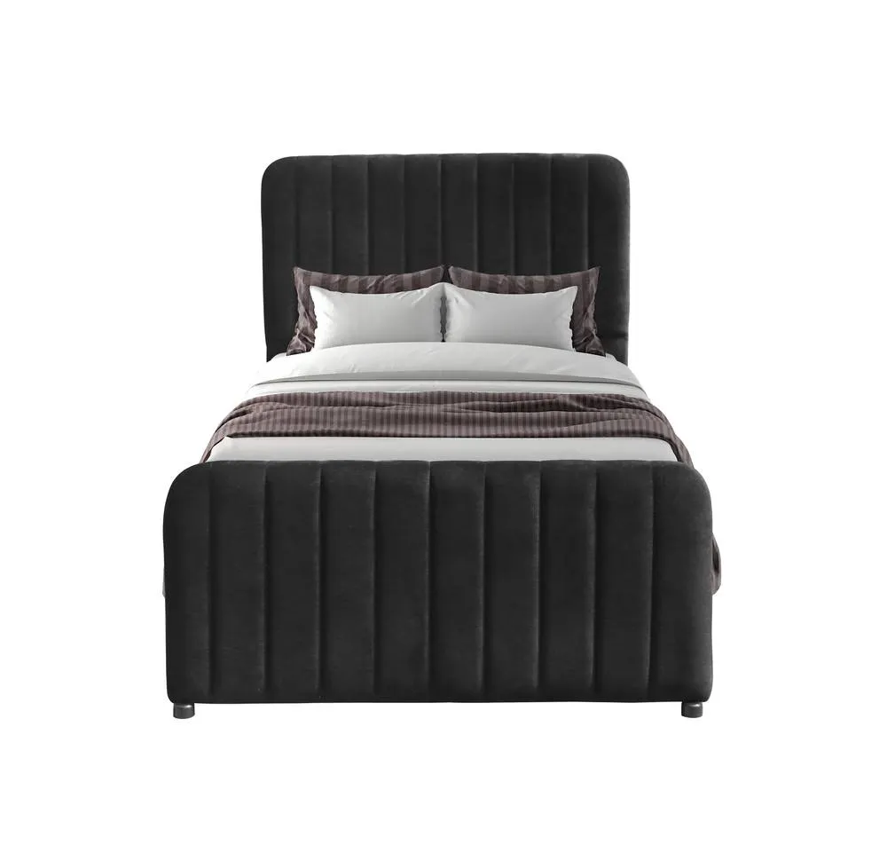 Comfy Living Ltd Brushed Velvet Fabric Gaslift Ottoman in Black 2