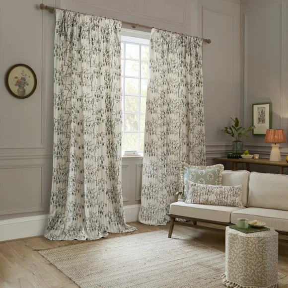 Sanderson Chinese Lantern Pencil Pleat Curtains 2