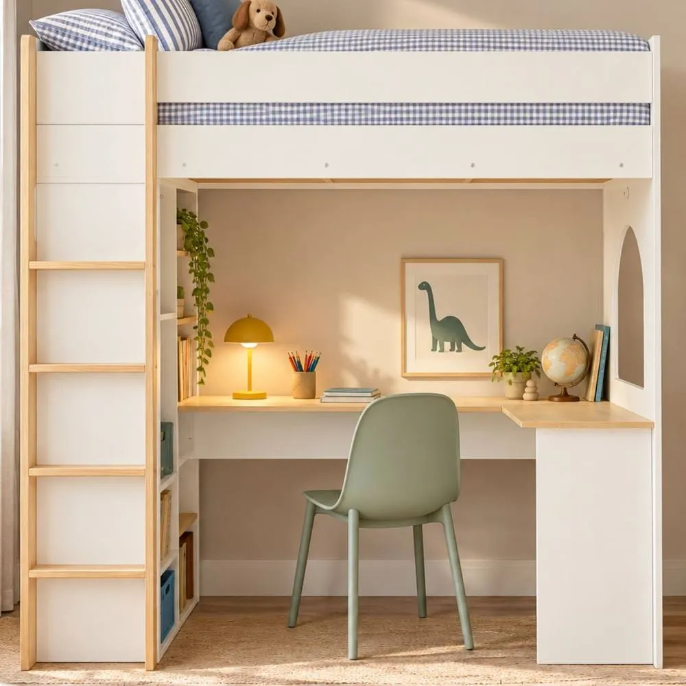 Nöa and Nani Noa & Nani Norah High Sleeper Bed with Desk & Storage in White 3
