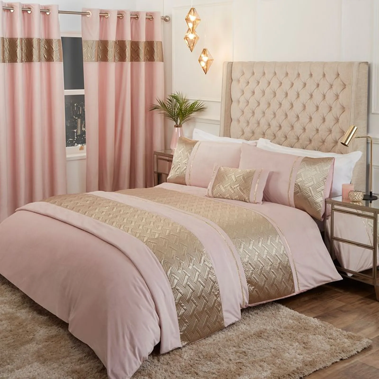 Rapport Home Capri Polycotton Duvet Cover Set With Pillowcase in Dusty Pink 1