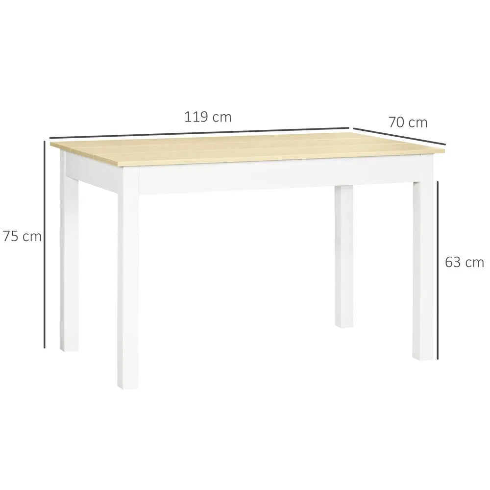 HOMCOM Dining Table for 4 to 6 Kitchen Table with Thick Legs Oak Wood Grain in Light Oak 3