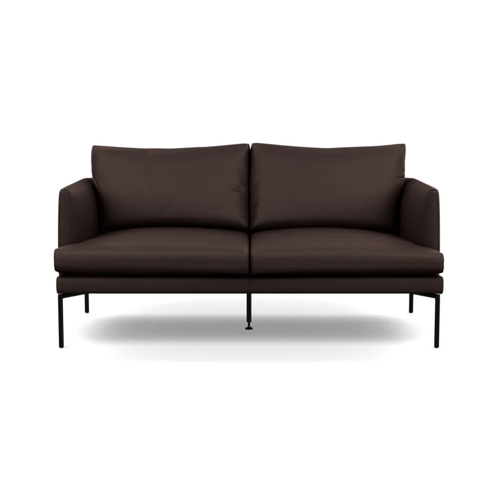 Heal's Matera 2 Seater Sofa Leather Grain Chocolate 066 Black Feet