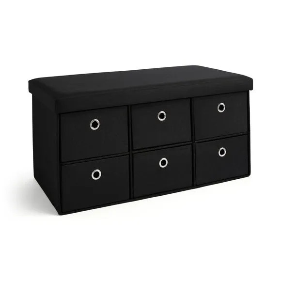 6 Drawer Faux Linen Foldable Ottoman 3