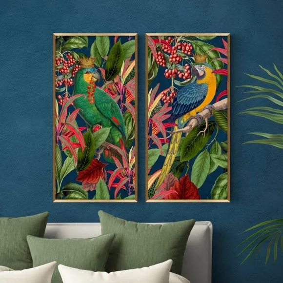 Set of 2 Parrot King Framed Prints
